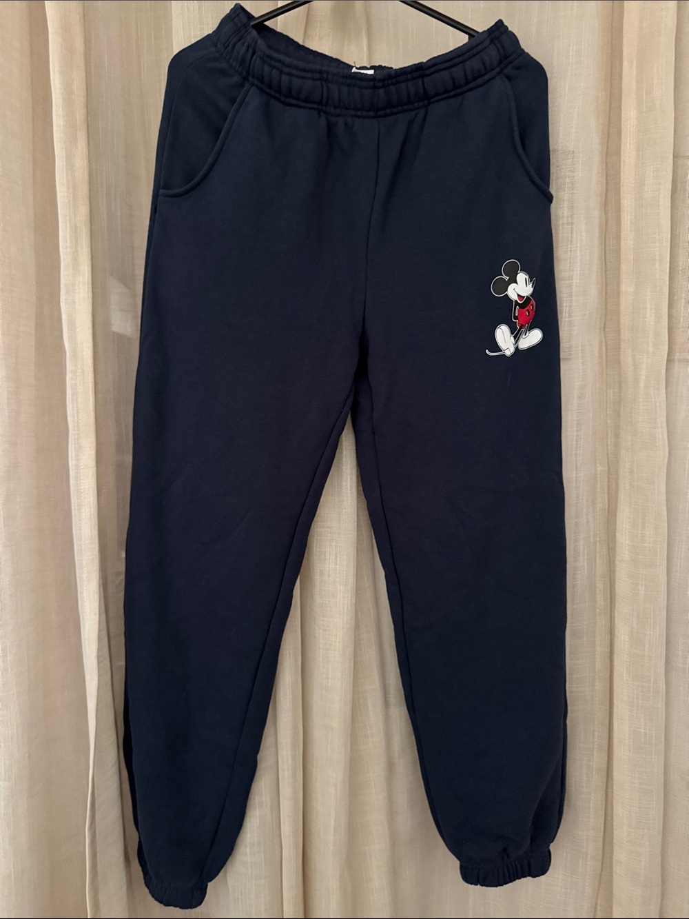 Authentic Disney Navy Mickey Mouse Fleece Jogger Pants unisex size M